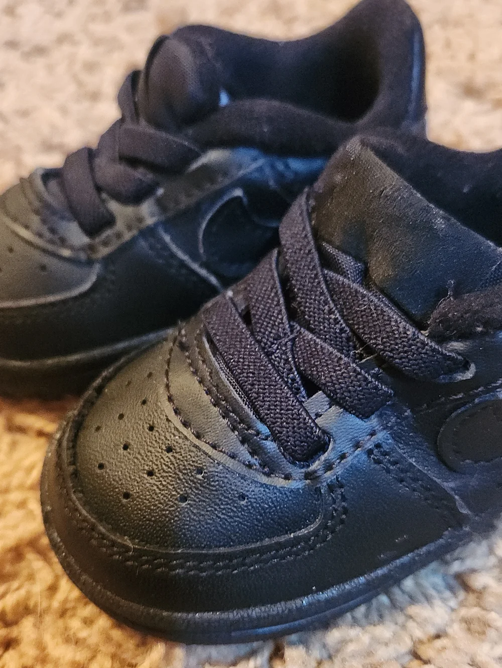 Nike Air Force 1 Black Baby Crib Shoes With Soft Sole Size 3C